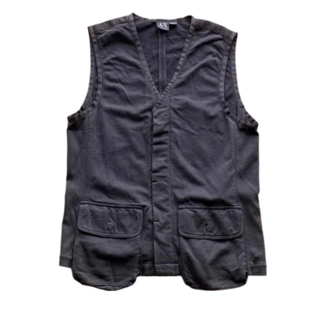 Armani Exchange dark grey sleeveless vest with utilitarian pockets. Size medium